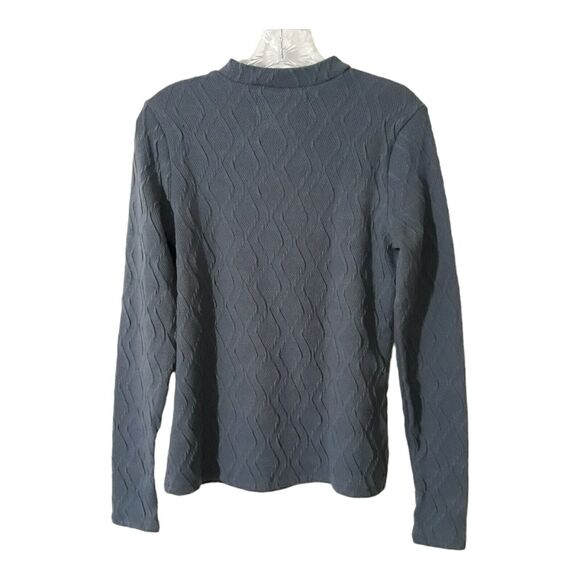 Cupio Mock Neck Womens Small Blue Cable Knit Stretch Cut Out Long Sleeve NWT - Picture 2 of 12